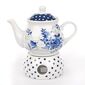 INDIGO ROSE czajnik porcelanowy z podgrzewaczem