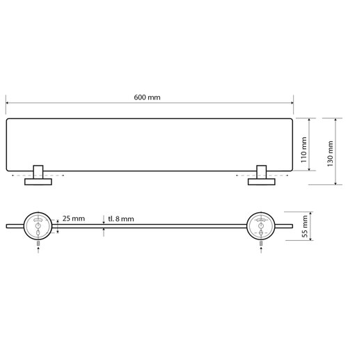 SAPHO XR609 X-Round E Glasablage, 60 x 13 cm