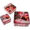 Set mit 3 eckigen Blechdosen Weihnachtsgebäck