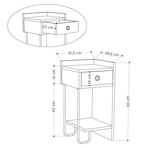 Măsuță de noptieră Sirius Right Oak