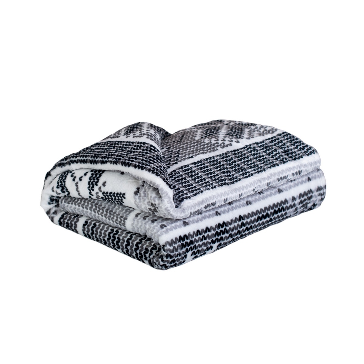 Fekete-fehér hópehelymintás mikroplüss takaró, 150 x 200 cm - My House