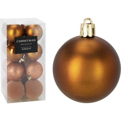 Zestaw 16 szt. ozdób świątecznych Festive Sparkles, złoto-brązowy, śr. 6 cm, plastik