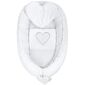 Cuib bebeluși New Baby de lux cu pernă și pătură din Minky Heart, alb