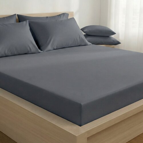 Kvalitex Cearșaf din satin cu elastic, gri închis,180 x 200 cm