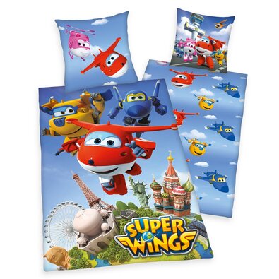 Lenjerie de pat Herding Super Wings, din bumbac, pentru copii, 140 x 200 cm, 70 x 90 cm