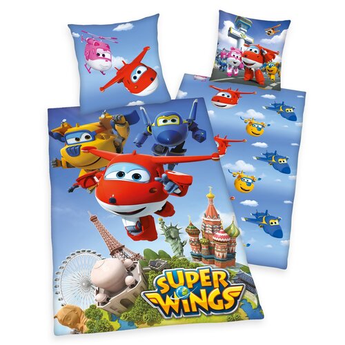 Herding Dětské bavlněné povlečení Super Wings, 140 x 200 cm, 70 x 90 cm