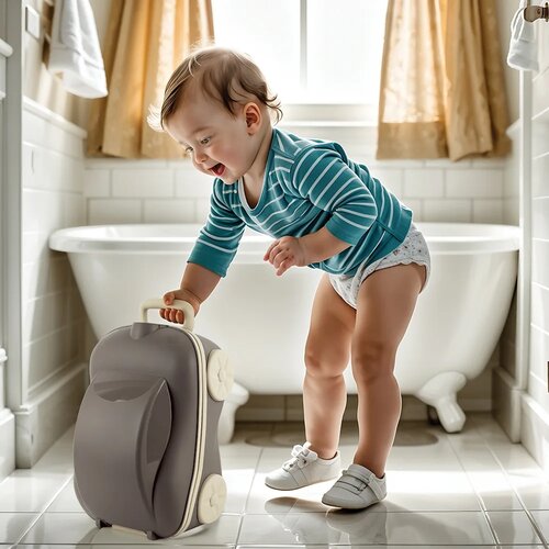 Dolu Potovalni otroški nočni lonček, prenosni,siv, 18,5 x 35,5 x 23 cm