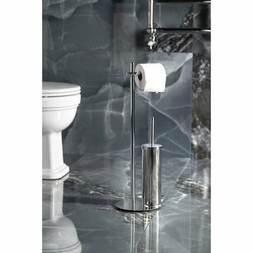 GEDY 143213 Circe állvány WC-papír tartóval ésWC-kefe tartóval, kerek, króm