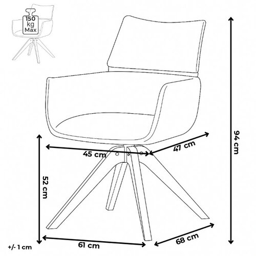 Esszimmerstuhl-Set  mit Rückstellmechanismus HC-X1128 LAN2, Cord, 2 Stück