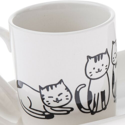 Porcelanowy kubek z podstawką Koty 90 ml