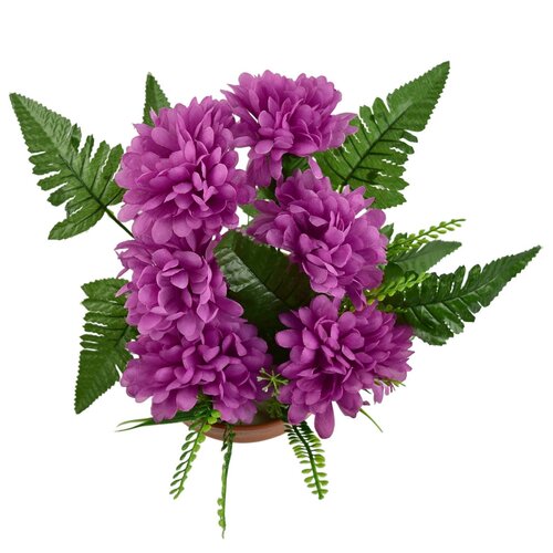 Decorație de Ziua Morților Crizanteme violete înghiveci, 23 x 22 cm
