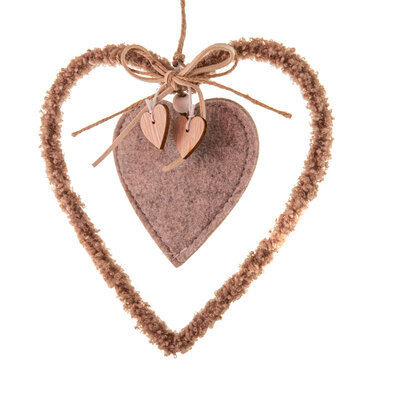 Inimă suspendată din material textil, 16 cm, fleece