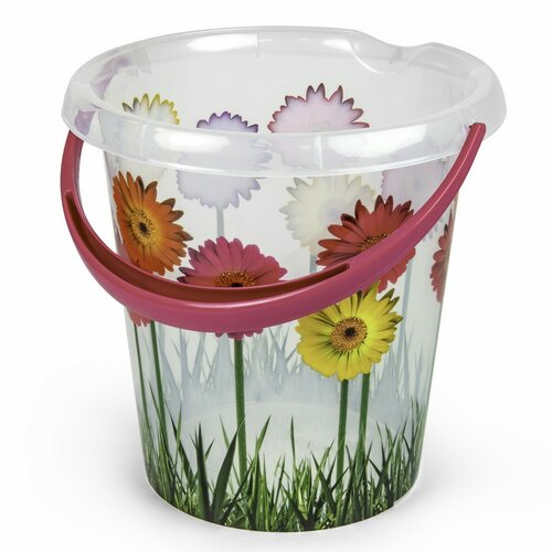 Găleată de plastic cu decor Gerbera,  12 l