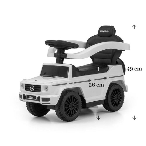 Milly Mally Odpychacz z pałąkiem Mercedes G350d biały, 94 x 40 x 86,5 cm