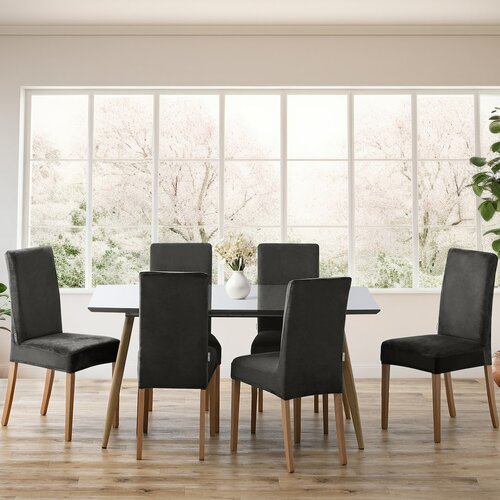 Restilo Napinac za stol Sento temno siva, 48 x 48x 58 + 10 cm, komplet 6 kosov