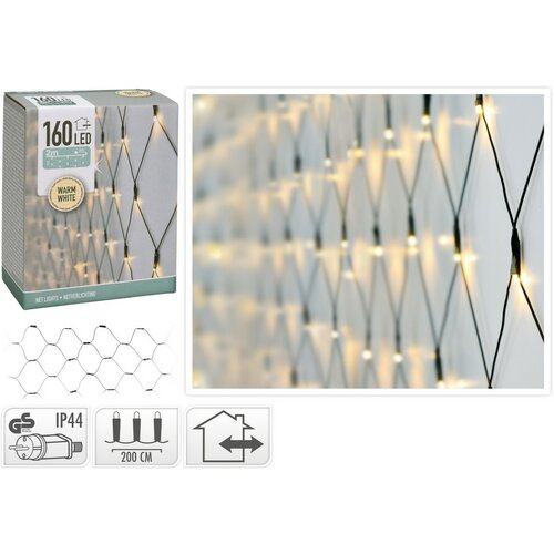 Siatka świąteczna LED ciepła biała, 160x LED, 200 x 100 cm