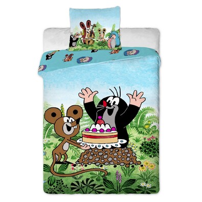 Dziecięca bawełniana pościel Krecik impreza, 140 x 200 cm, 70 x 90 cm
