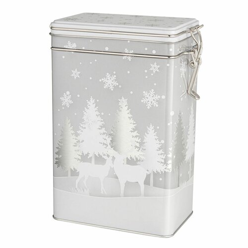 Altom Weihnachtliche Blechdose Silver Christmas tree, 12 x 8 x 19 cm