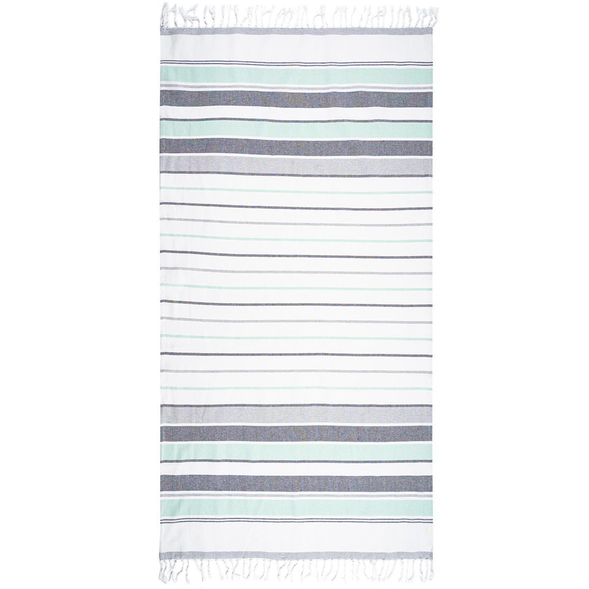 Fouta Stripes green törölköző rojtokkal, 90 x 170 cm