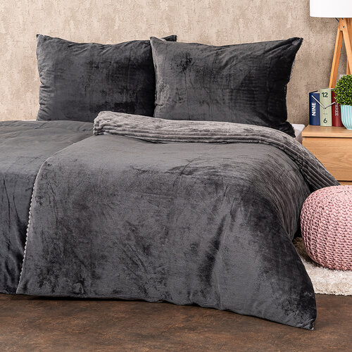 Lenjerie de pat din micro-flanelă 4Home Stripe, gri, 140 x 200 cm, 70 x 90 cm