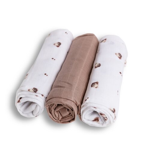 Babymatex Scutece din bambus Ursuleț, 70 x 70 cm, set de 3 bucăți