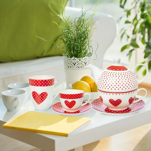 Orion Sada porcelánových hrnčekov Tečka 380 ml, 4 ks