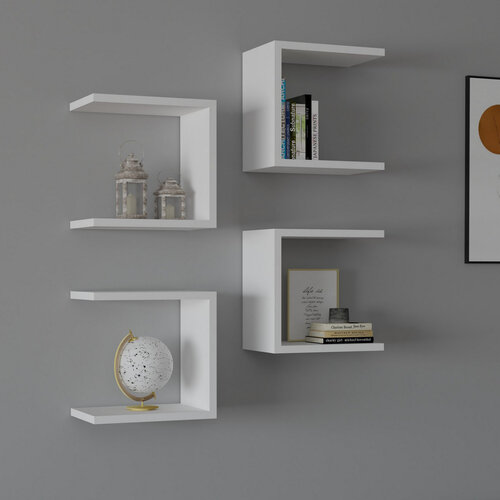 Wandregal Base White, 4 Stück