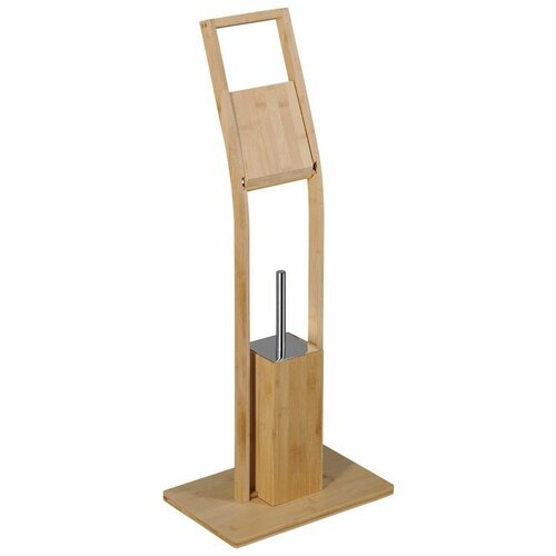 AQUALINE BI026 Bambusz állvány WC-papír és WC-kefetartóval, szögletes, négyzet alakú