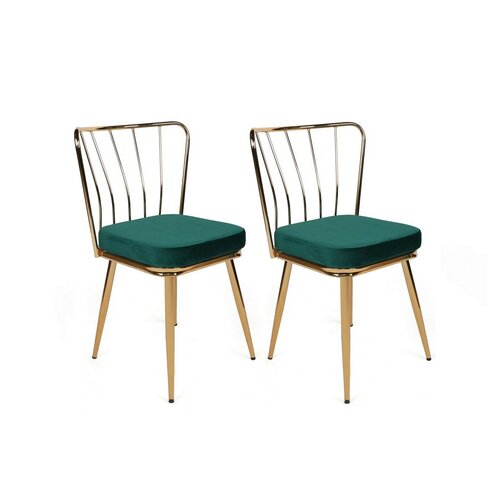Set de scaune de sufragerie Yildiz Green and Gold,4 buc.