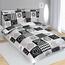 Lenjerie de pat din bumbac negru-gri, 140 x 220 cm, 70 x 90 cm