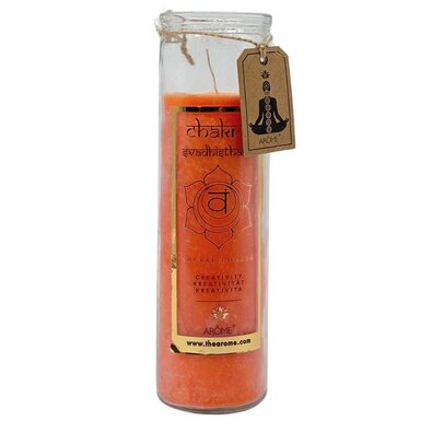 Arome Chakra Kreativitás magas illatgyertya,  orchidea és gránátalma illat, 320 g