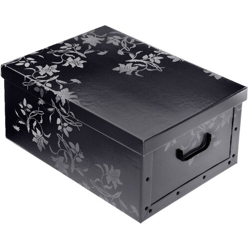 Úložný box s vekom Ornament 51 x 37 x 24 cm, čierna