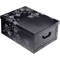 Коробка для зберігання з кришкою Орнамент 51 x 37x 24 см, чорна