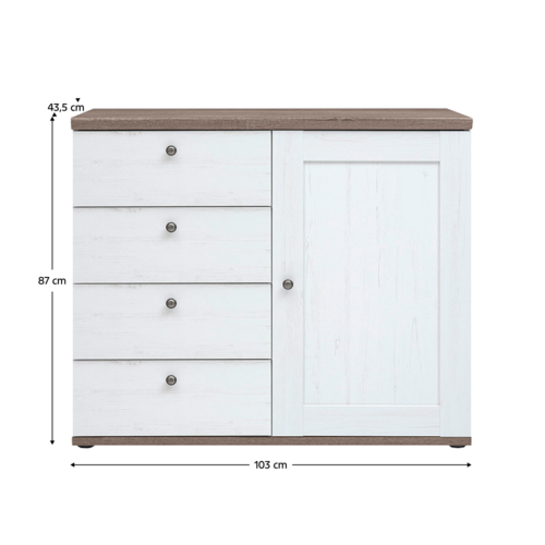 TEINA 4S1D komód, canyon fenyő