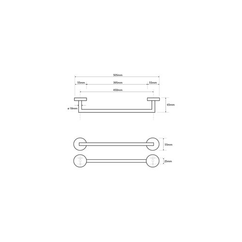 SAPHO XR402 X-Round suport pentru prosoape 50 cm,argintiu