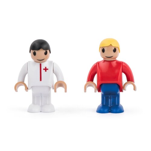 Mașină de ambulanță Woody cu păpuși pentru caleaferată, galbenă