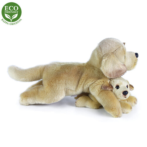Câine pluș Rappa Labrador cu pui, 25 cm