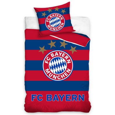 Bavlněné povlečení FC Bayern Mnichov Stripes, 140 x 200 cm, 70 x 80 cm