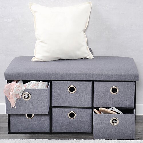 Kesper 15950 Komoda tapicerowana 6 przegródek, jasnoszary, 76 x 38 x 38 cm