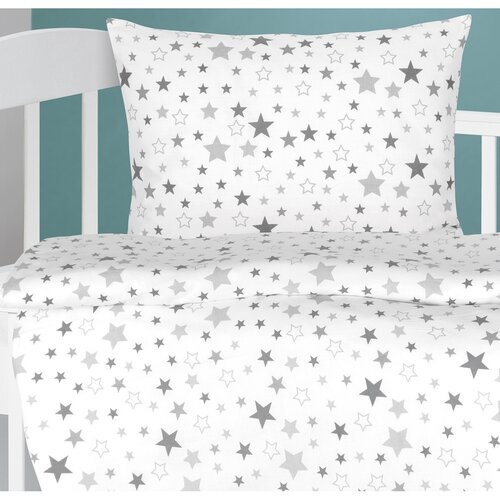 Lenjerie de pat pentru copii Bellatex din bumbac Agata Stars gri, 90 x 135 cm, 45 x 60 cm
