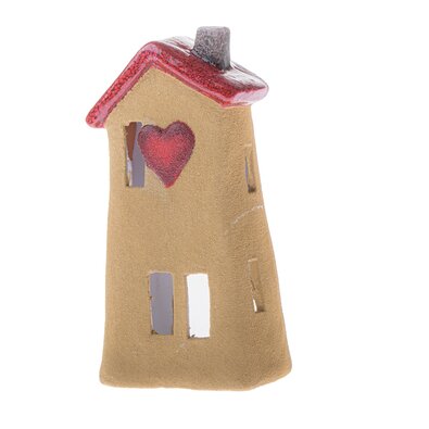 Keramični svečnik Srčni domček, 9,5 x 18,5 x 6,5cm