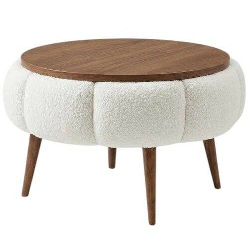 Măsuță de serviciu tapițată Daisy Cream Walnut