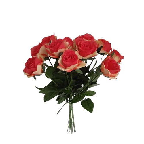 Mesterséges csokor vörös és sárga rózsákból, 67cm, 12 db