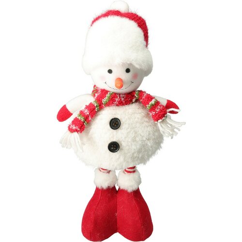 Snowman standing with red scarf, telescopic legs,57 cm
