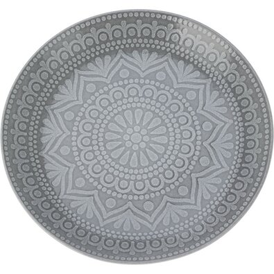 Ethnic kőagyag lapostányér, átmérő 27 cm, szürke