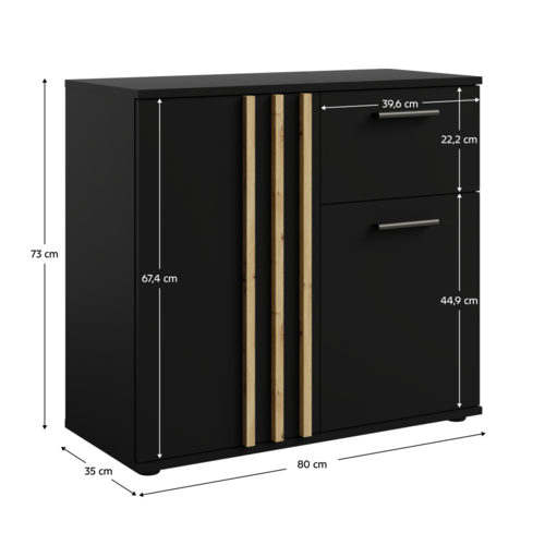 Dulap TOLIS 2D1S, negru