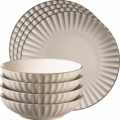 Set de 8 farfurii adânci și întinse Mäser OSITA – crem