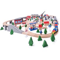 Joc trenuleț Woody, Zonă industrială cu 2 macarale, 200 piese