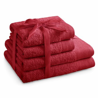AmeliaHome Sada ručníků a osušek Amari červená, 2 ks 50 x 100 cm, 2 ks 70 x 140 cm