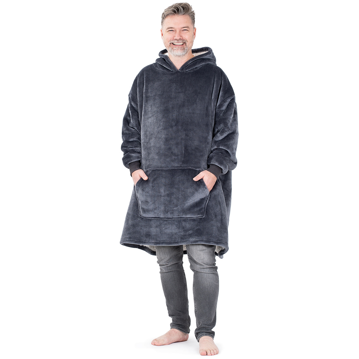 4Home Baránková mikina mikroplyš Antracit, uni L - pánske